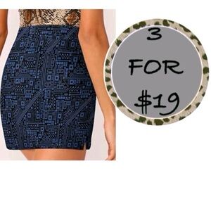 3/$19 DKNYC Blue ikat wrap skirt